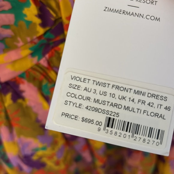 SOLD 💔Zimmermann Violet Front-Twist Detailed Mini - Picture 6 of 6
